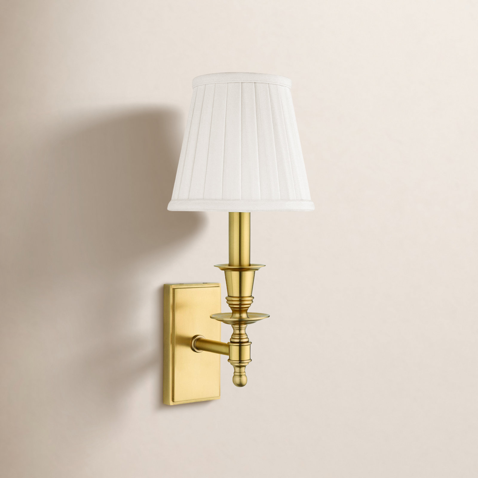 Lennon Single Light Candle Wall Light, Aged Brass