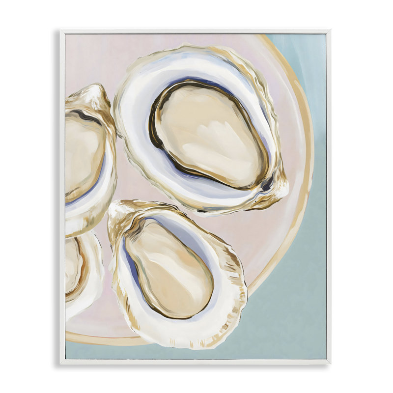 Plaque de huitres encadrée, estampe numérique, design par The Prints Vibe, 14 x 11, Coastal White Giclee Framed