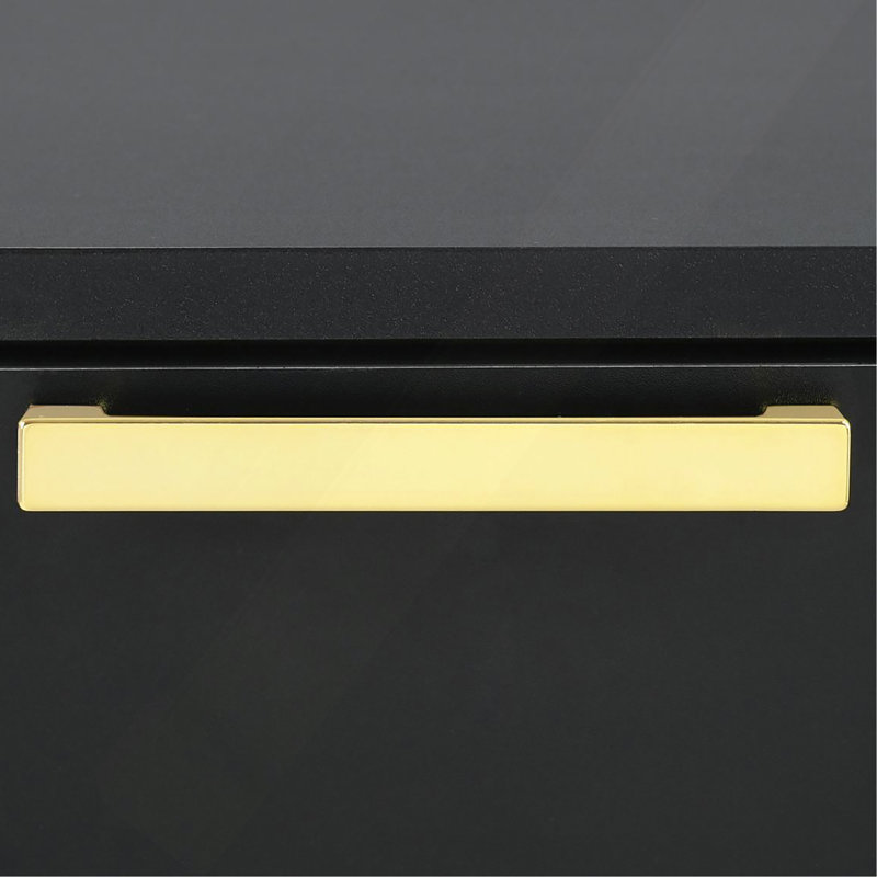 Black 2-Drawer Rectangular Nightstand, Black