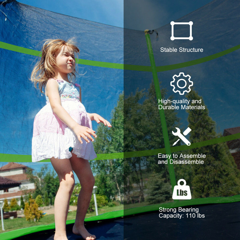 Green 55'' Kids Trampoline with Safety Enclosure Net