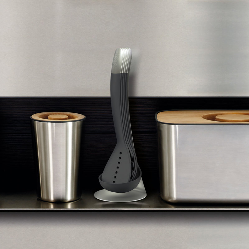 Compact Black and Stainless Steel 5-Piece Nesting Utensil Set