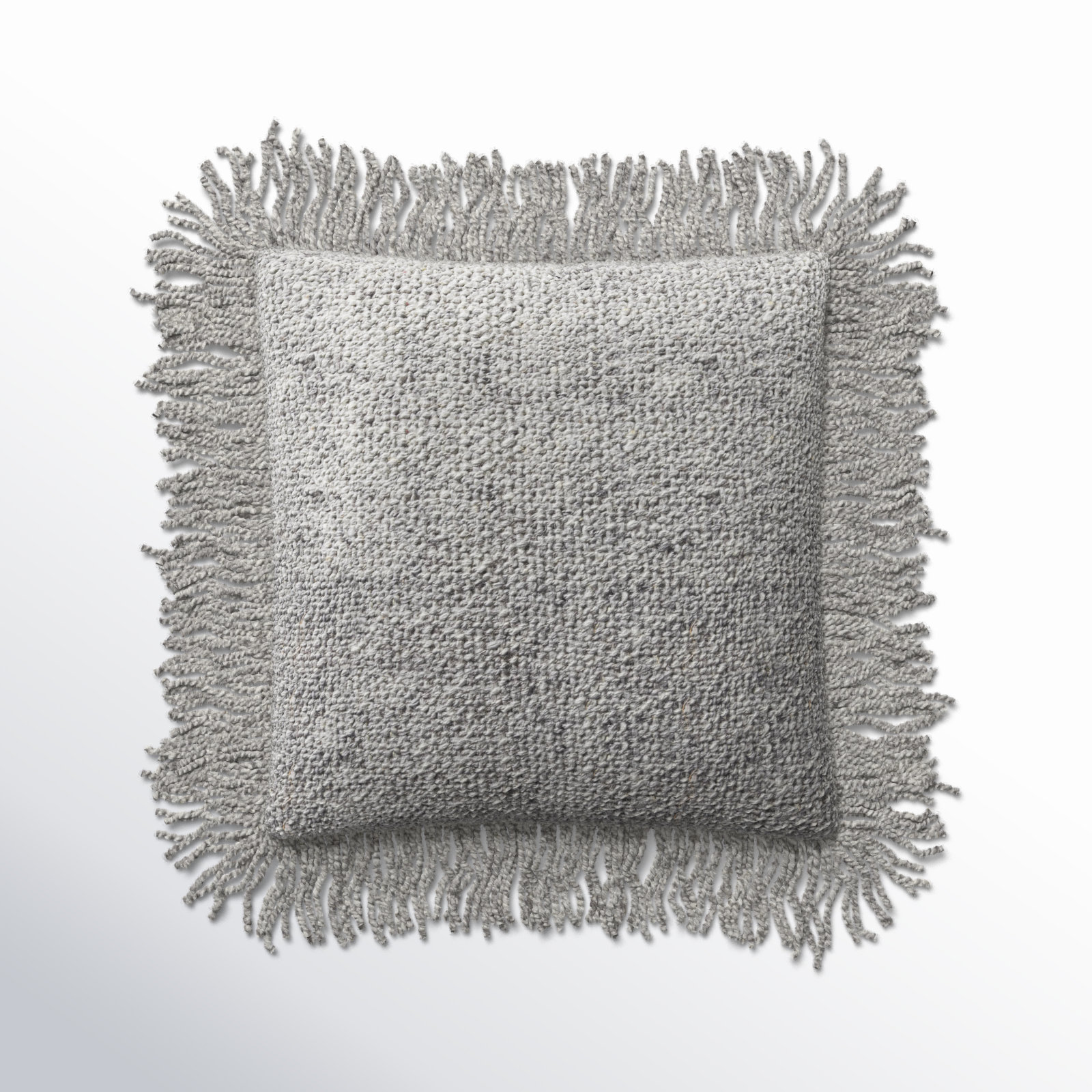 Vila Fringed Throw Pillow, Down, Light Gray