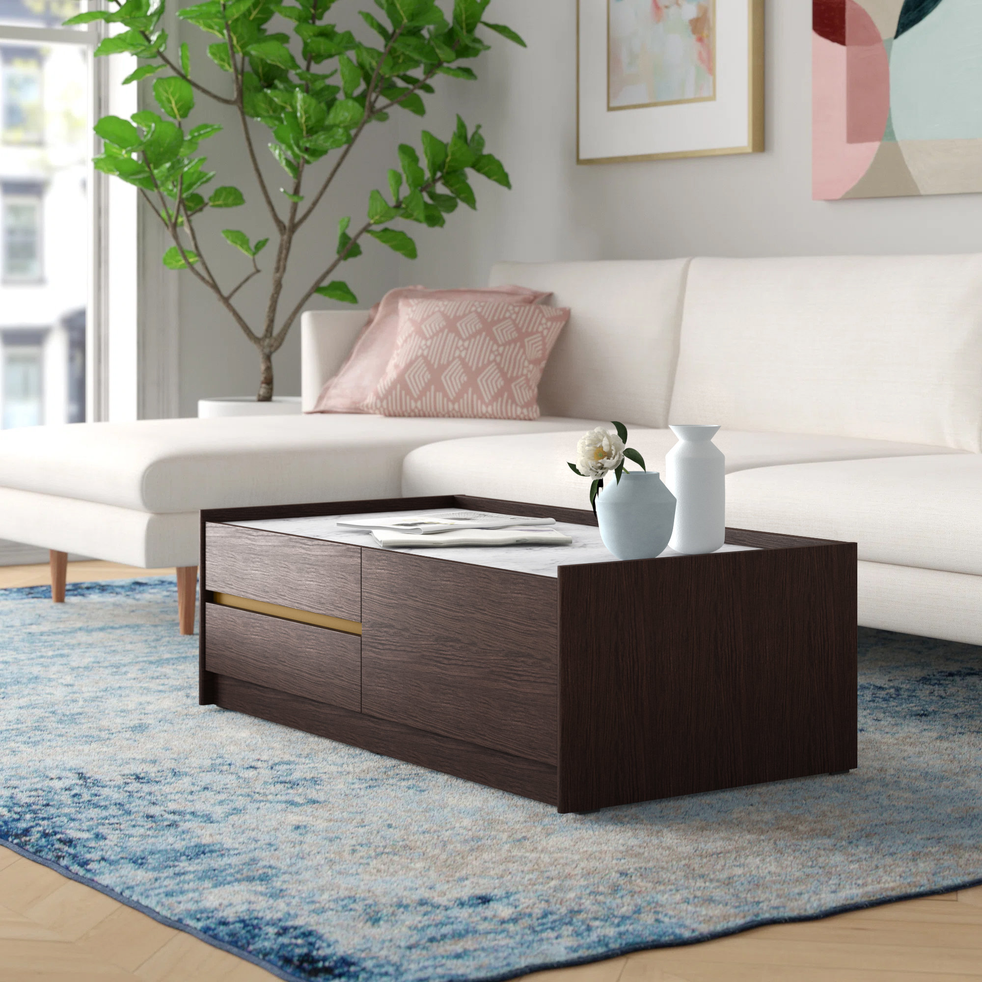 Mercury Row Newlon Block Coffee Table with Storage | Wayfair