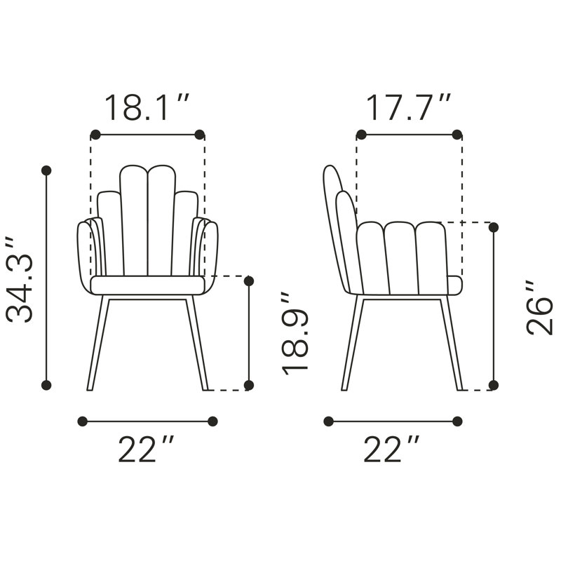 Ensemble de chaises Clere (ensemble de 2), Ivoire ivoire