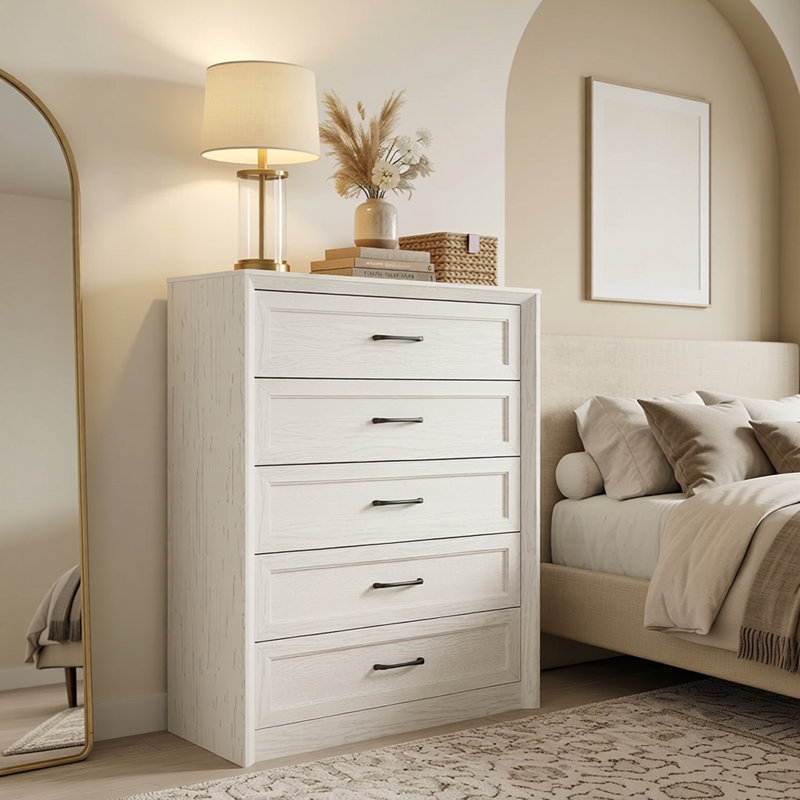 Commode 5 tiroirs l 31 po, Blanc