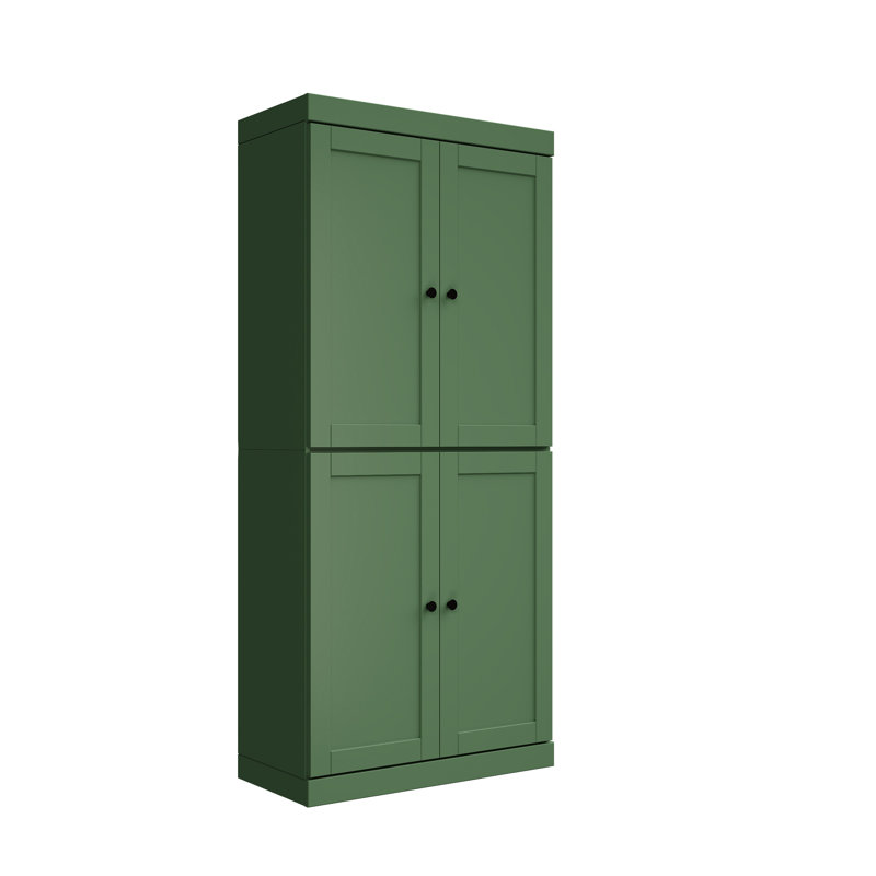 Garde-manger 72 po en bois massif vert à quatre portes ou placard de rangement