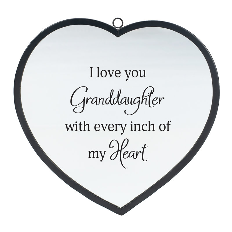 Emelia-Rose Metal, Glass Flat Wall Mirror, Black, 8" x 8", Emelia-Rose Heart Love You Granddaughter