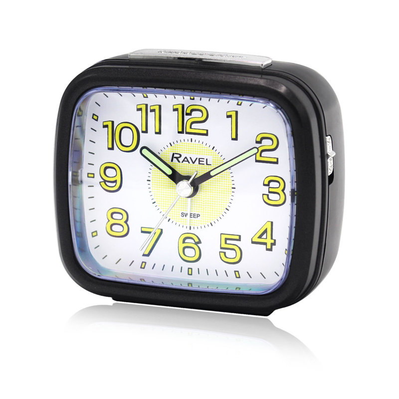 Analogue Quartz Movement / Crystal Alarm Tabletop Clock, Black