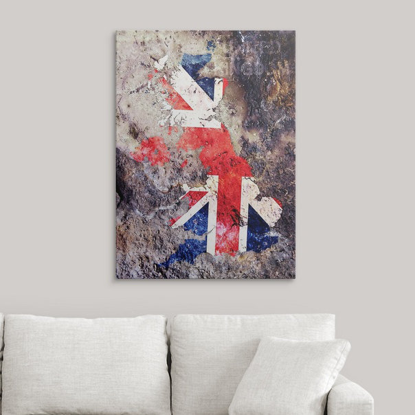 «UK Flag Map» par Deschamps, impression, H 24 po x l 18 po x P 1,25 po, Toile