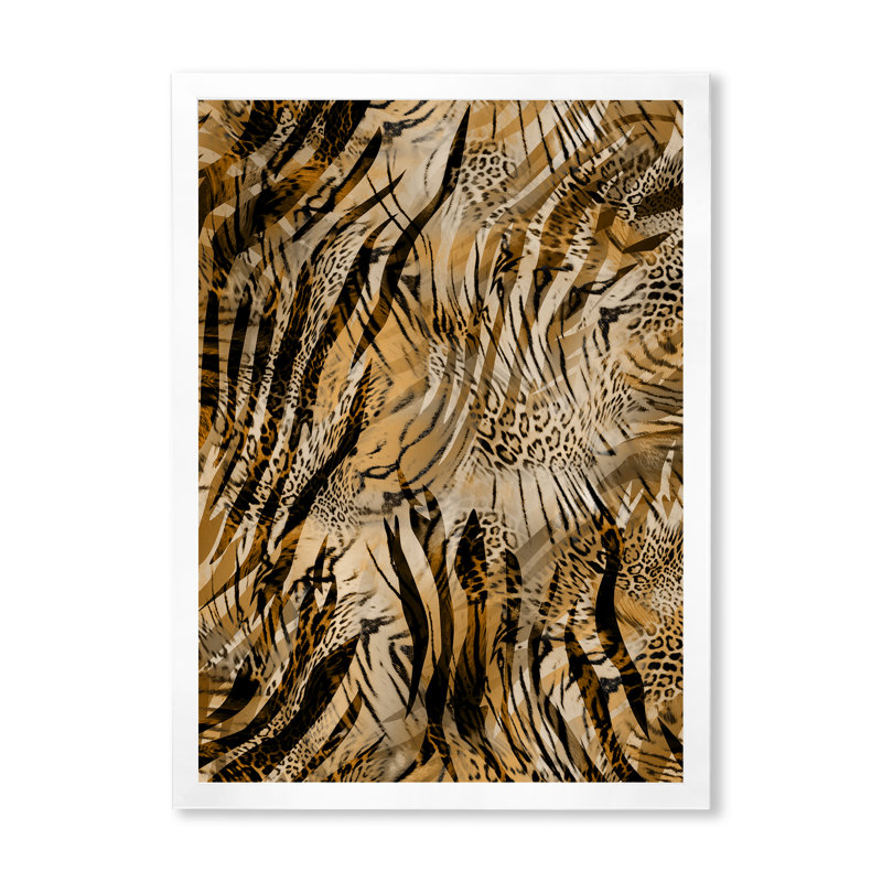 Léopard et tigre IV - Impression sur toile, H 20 po x l 12 po x P 1 po, Toile avec cadre blanc