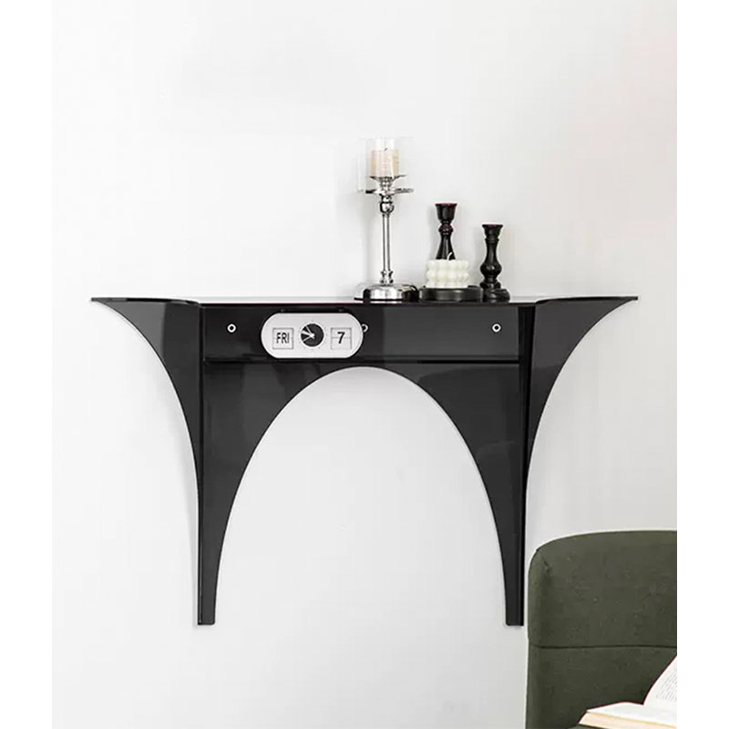 Contemporary Wall Shelf Console with Artistic Arch Silhouette, 23.62" H x 39.37" W x 7.87" D, Black