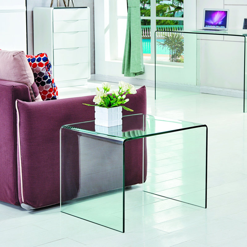 Versatile Transparent Tempered Glass End Table for Various Settings