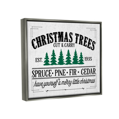 «Christmas Trees Vintage Sign» par lettré et doublé - art textuel sur bois