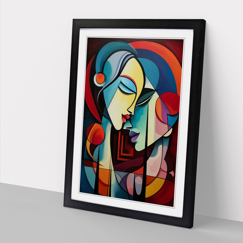 Two Women In Love Futurism - Single Picture Frame Print on Wood, Black Framed, 46cm H x 34cm W