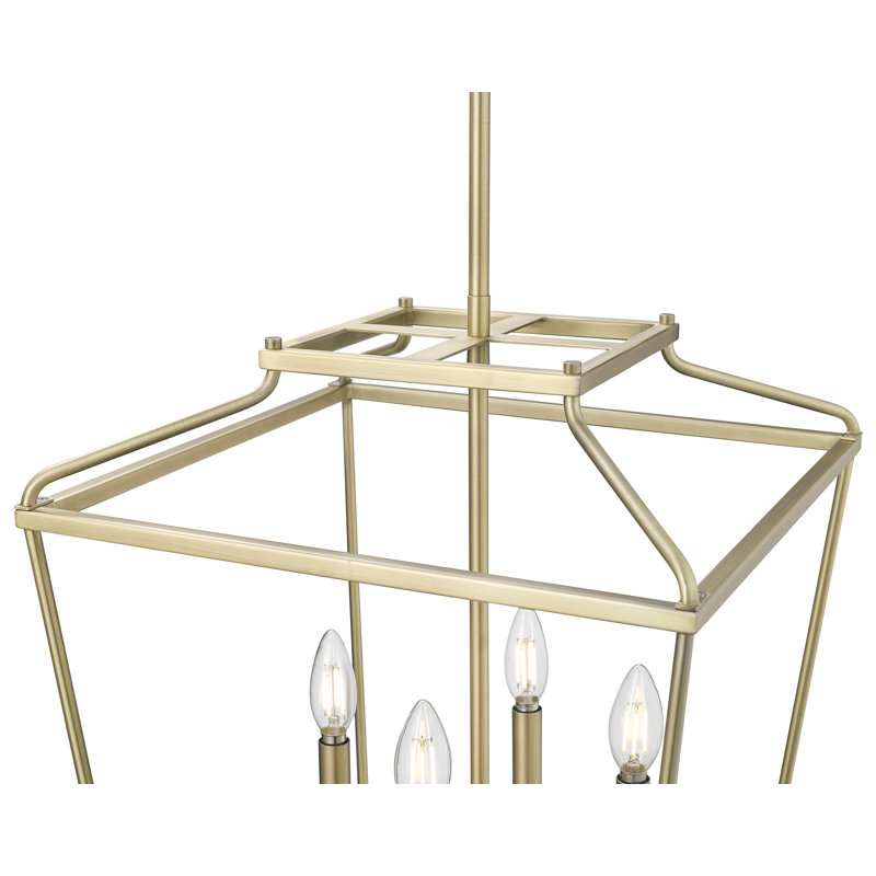 Luminaire suspendu 4 lumières Nellita, Laiton rétro, H 21 po x l 16 po x P 16 po