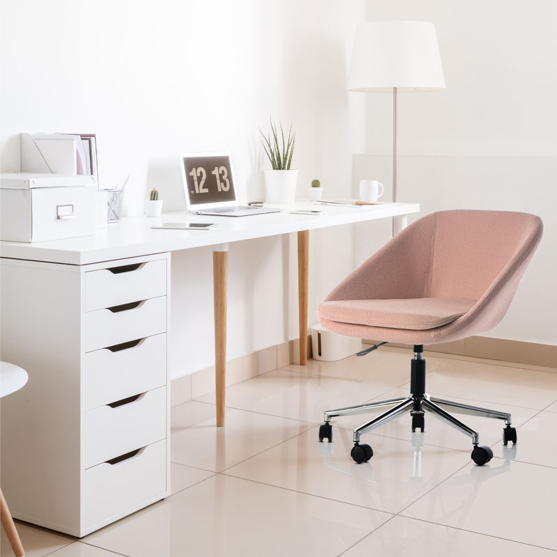 Chaise de bureau en polyester Klementina, Rose