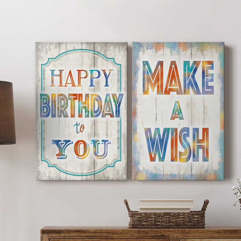 «Happy Birthday to You» - Toile tendue avec châssis de qualité supérieure - Prêt à être accroché, H 12 po x l 16 po