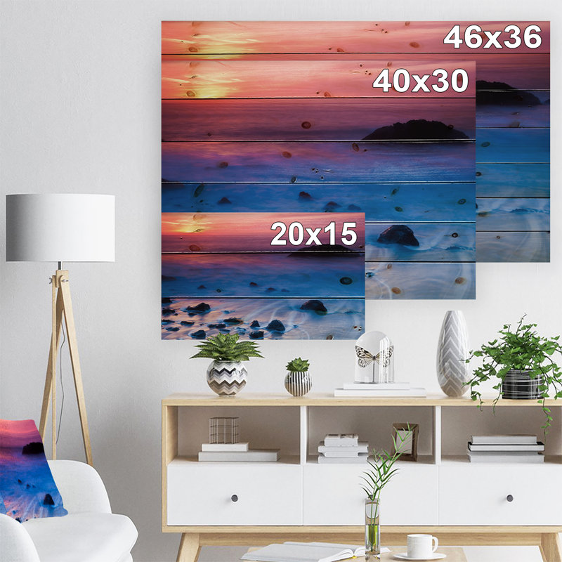 « brillante couleur rocky coast coast »-impression, H 30 po x l 40 po x P 1,5 po, Bois