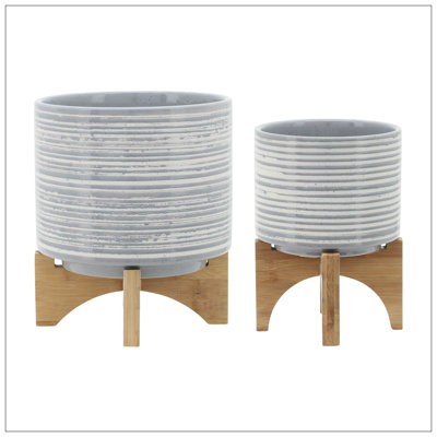 Céramique, S / 2 5/8 po sur support, gris
