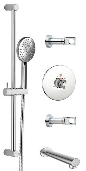 Fresh Thermostatic Complete Shower System, Polished Chrome