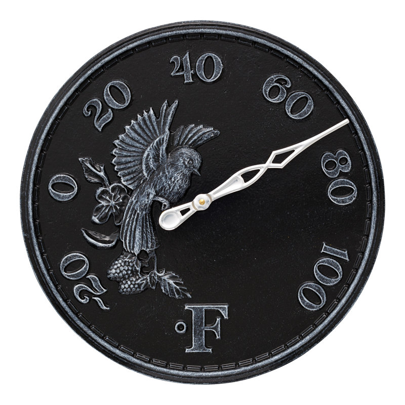 16" Songbird Thermometer, Black/White