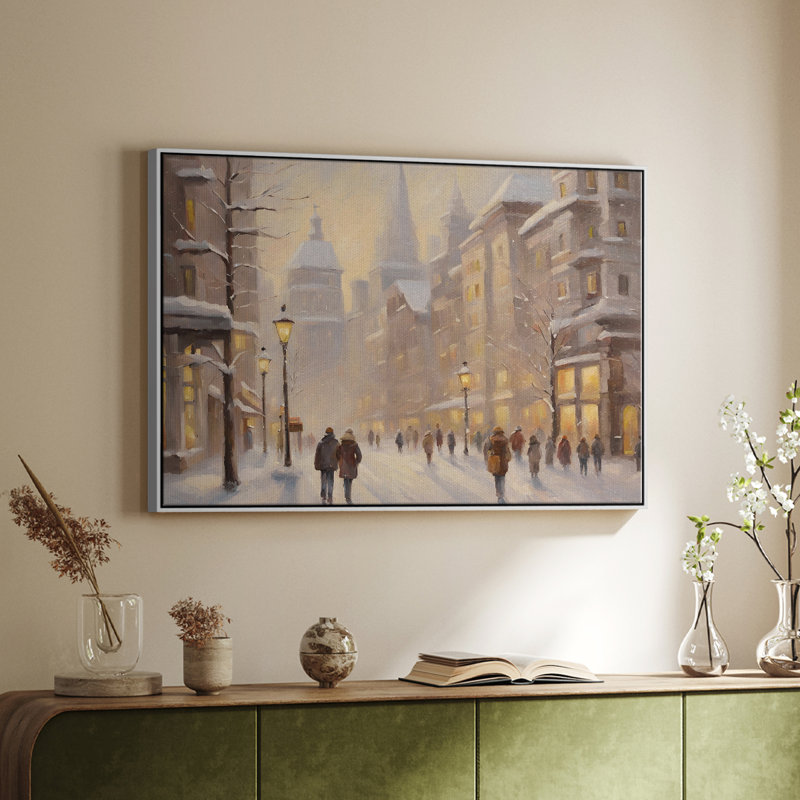 Paysage rétro CLCLIV, Toile avec cadre blanc, H 27 po x l 41 po x P 2 po