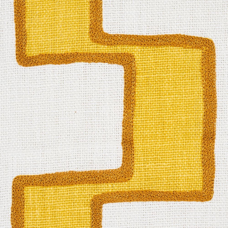 Tissu en lin imprimé brodé Dixon, Jaune