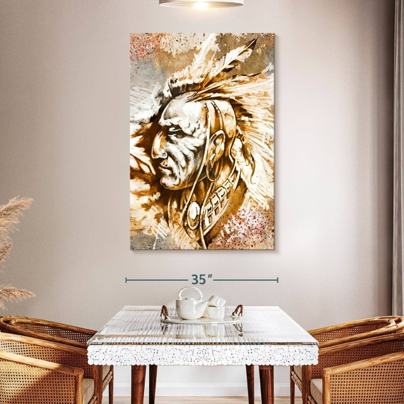 Lelar Native American Warrior, 51" H x 34" W