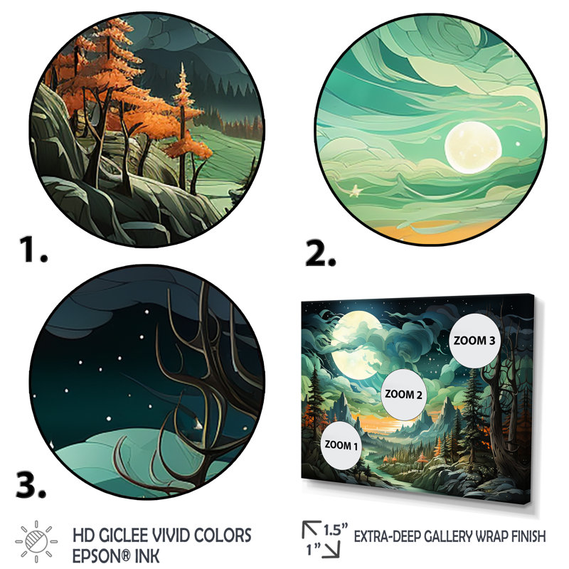 Montagne majestueuse, nuage, forêt I - forêt et rivière, art mural, Cadre d'angle fermé blanc, H 30 po x l 40 po x P 1,5 po