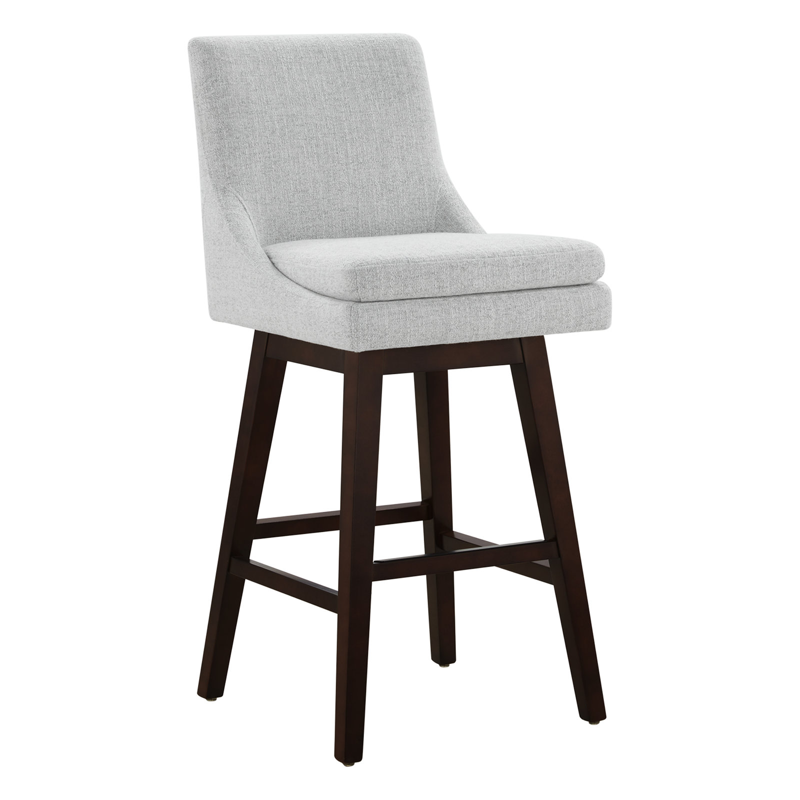 Zahara Swivel Bar and Counter Stool, Nathan Gray Heathered/Walnut, Bar Stool (30” Seat Height)