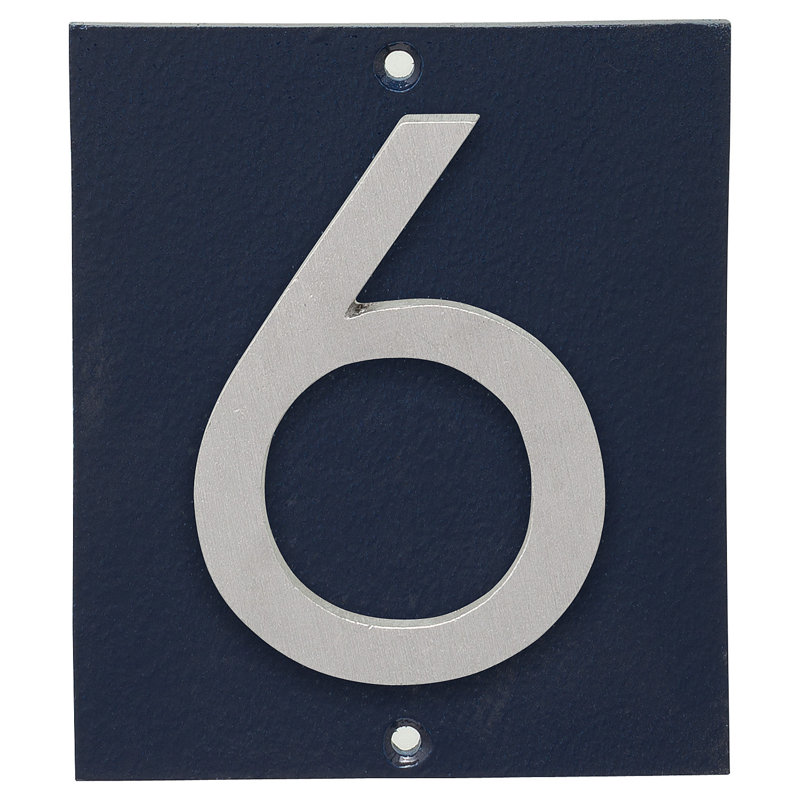 Plaque d’adresse murale sur 1 ligne flottante, Bleu marine, Aluminium brossé, Oui