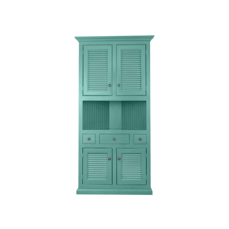 Modern Corner Dining Hutch with shutter doors, Aqua Fiesta