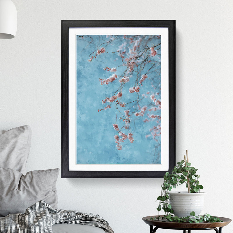 Beautiful Pink Cherry Blossom - Picture Frame Graphic Art Print, 87cm H x 62cm W x 2cm D, Black Framed