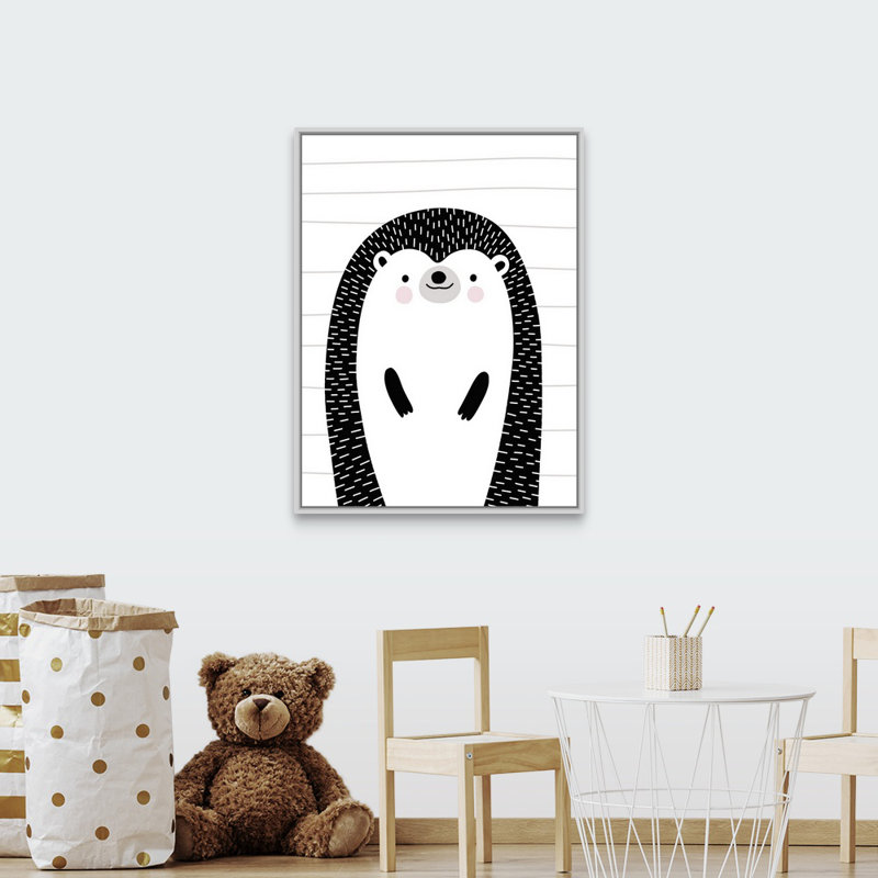 « mixed pattern », art hedgehog Shepardson, H 40 po x l 30 po x P 1,75 po, Cadre flottant blanc