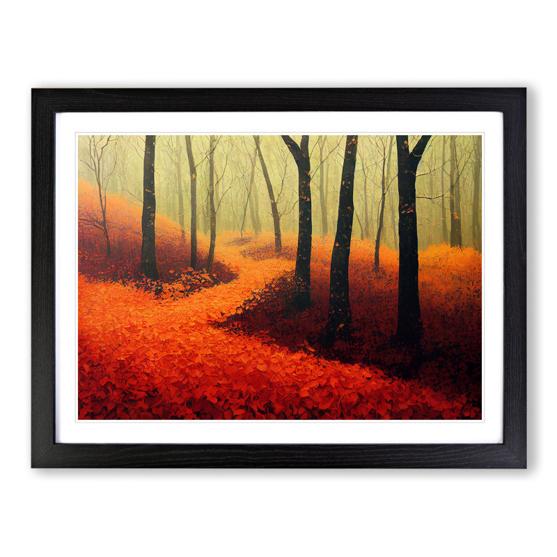 Autumn Forest View Vol.3 - Single Picture Frame Print, Black Framed, 46cm H x 64cm W x 2cm D