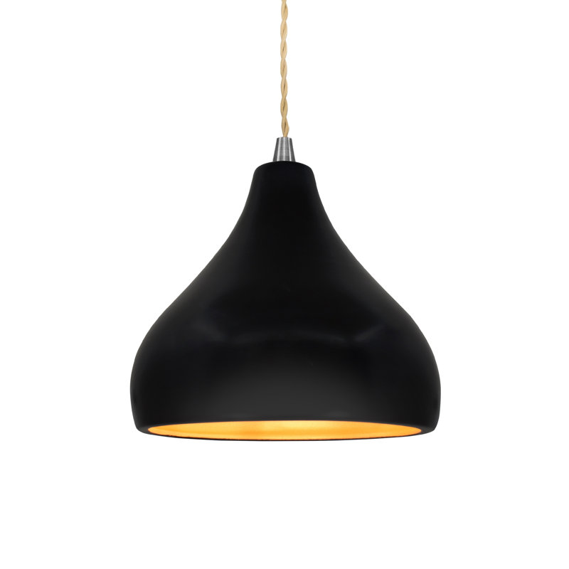 Luminaire suspendu à 1 lumière Meydan - DEL, H 7,25 po x l 8 po x P 8 po, Noir carbone mat / or champagne, Brushed Nickel