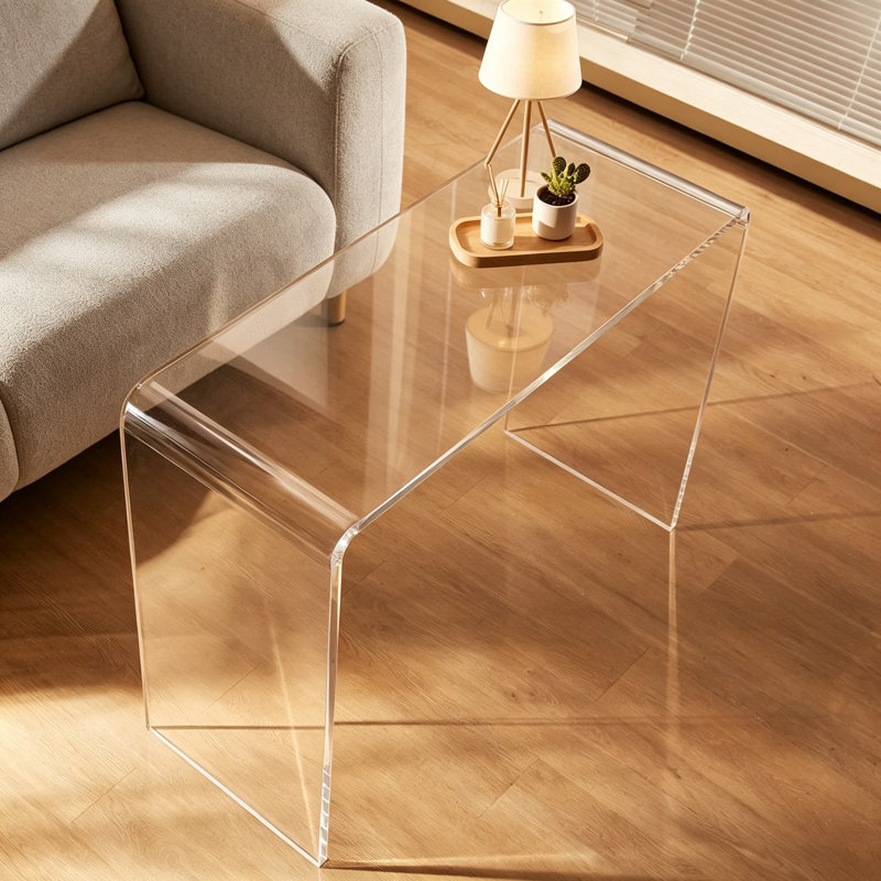 Console en acrylique transparent, table d'appoint avec canapé Lucite moderne, bureau d'entrée robuste pour le couloir, le salon, la salle à manger, le vestibule, aucun assemblage requis