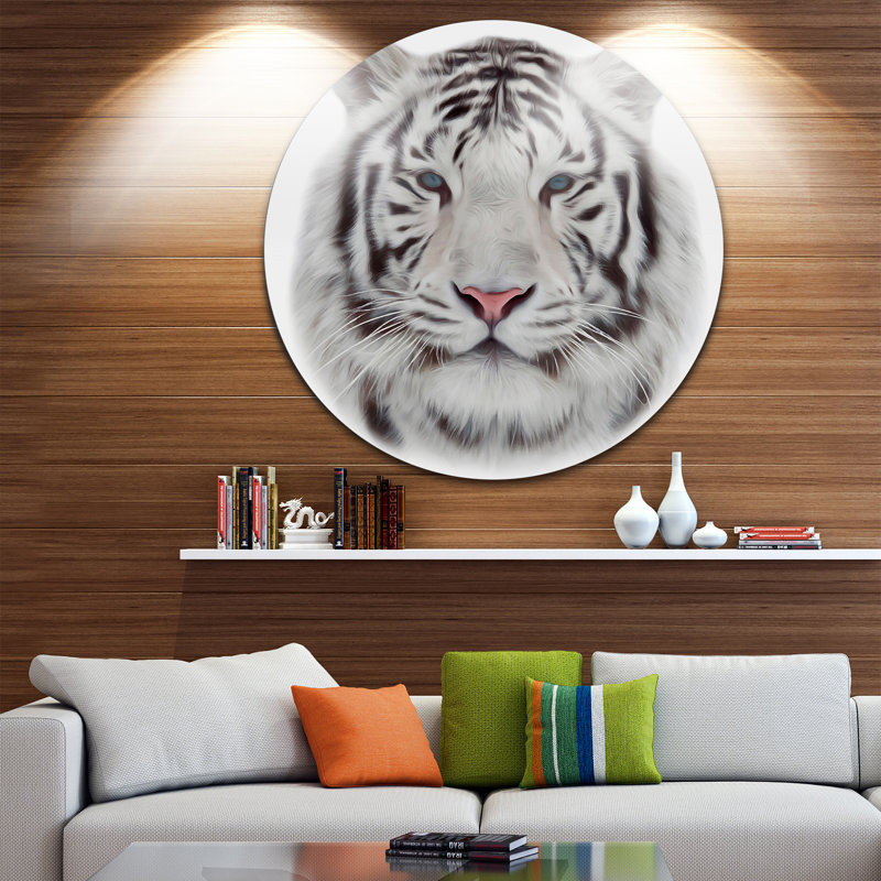 « white bengal tiger », peinture à l’animal, H 38 po x l 38 po x P 1 po, Métal