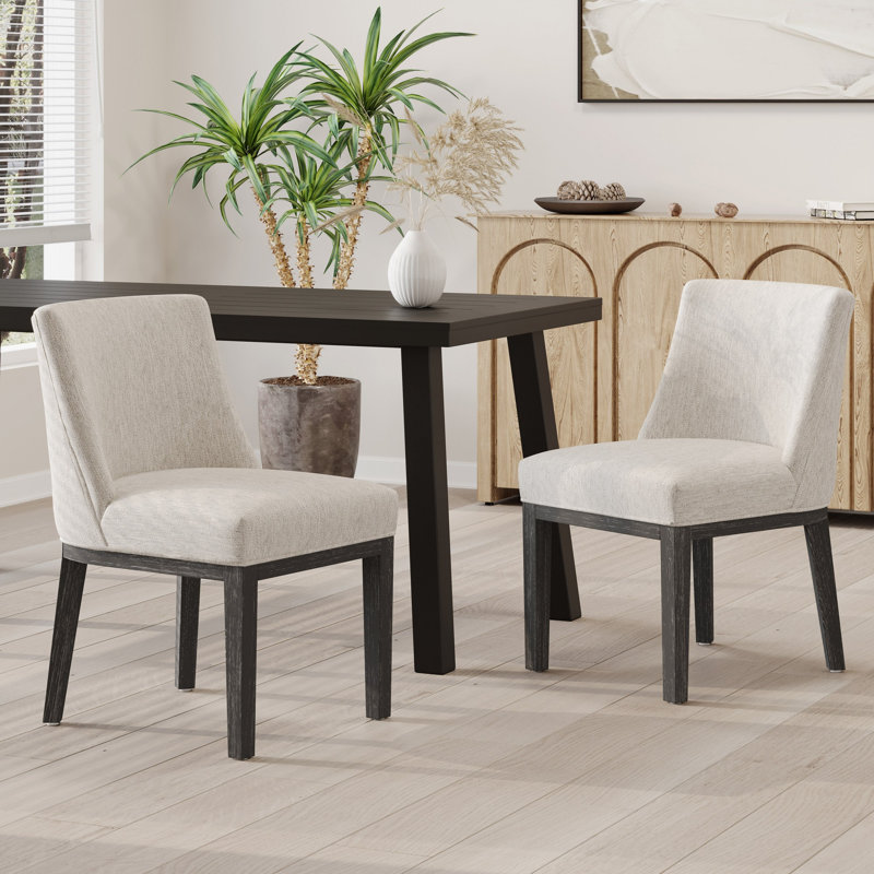Ensemble de 2 chaises de salle à manger revêtues de tissu Oneida, Noir, noir, noir, noir