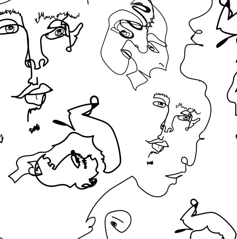 Lets Face Abstract Fabric Peel & Stick Matte Wallpaper Roll by Jamie Graney, White/Black