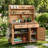 65''H Large Garden Potting Bench with Lockable Wheel and Storage Cabinet, Wood Outdoor Kitchen Island Prep Cart with Hutch Top, Drawers and Removal Shelves for Grilling-1189140899-1189140896
