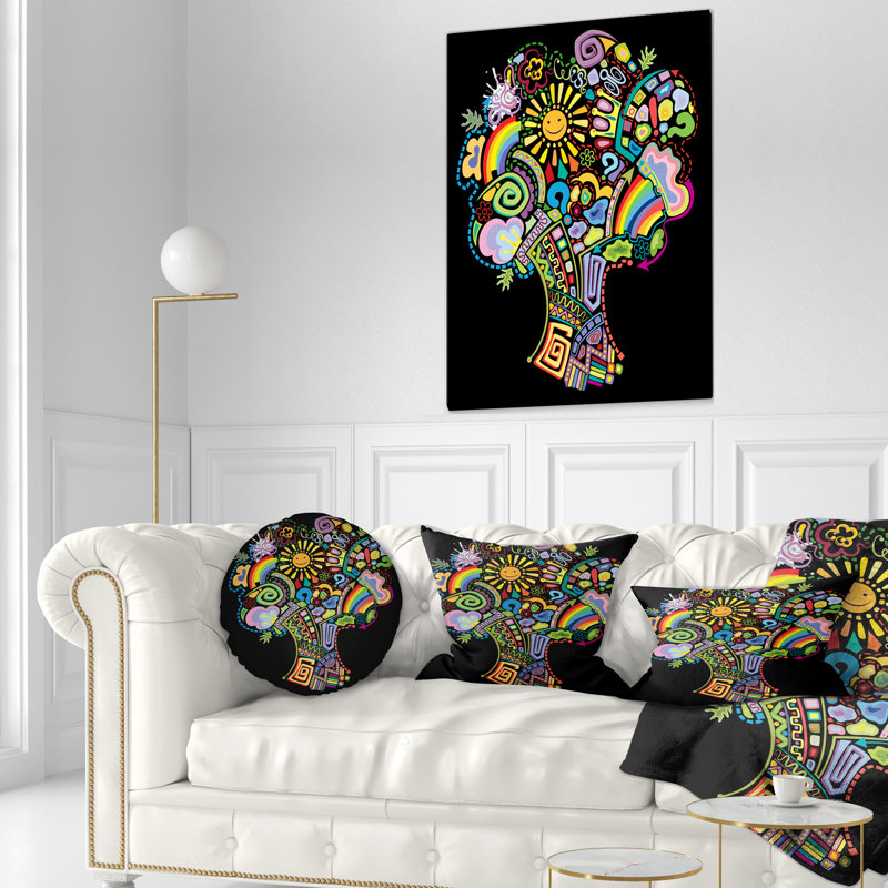Arbre coloré abstrait - coussin imprimé forêt, Rectangulaire, 12 po x 20 po