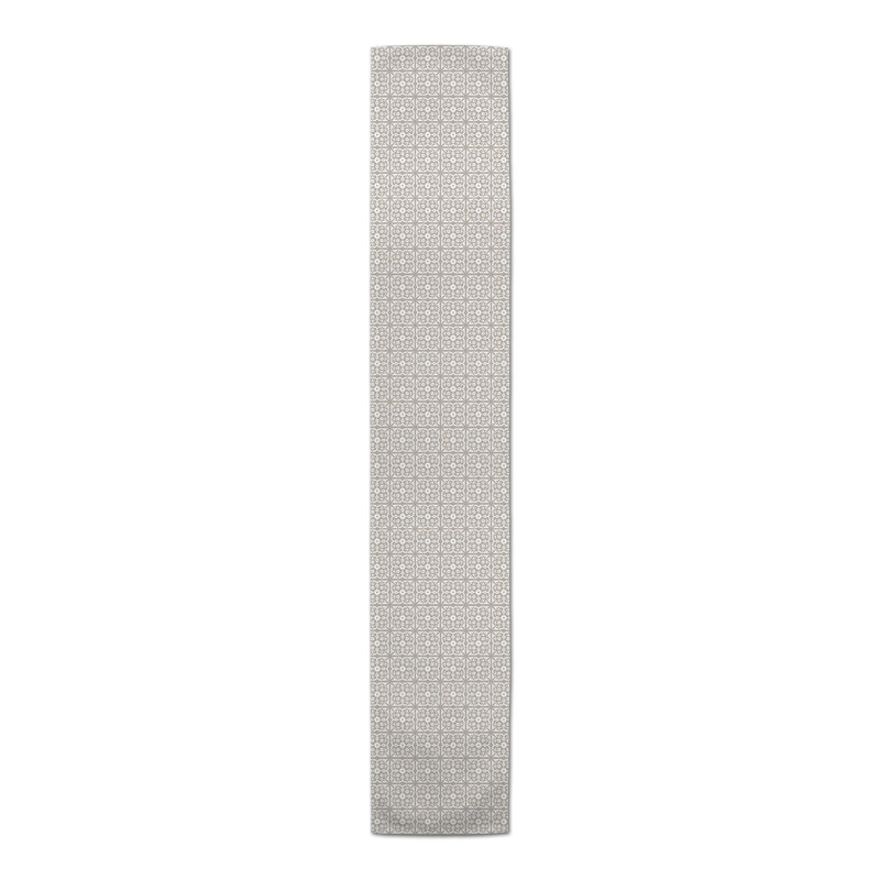 Calvon Rectangle Polyester Table Runner, 90" x 16", Light Gray