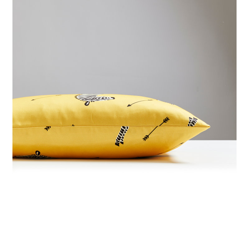 Zebras Embroidered Cotton Reversible Throw Pillow, Yellow