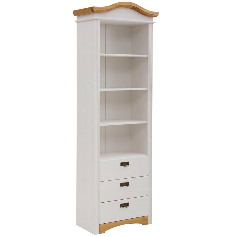 Dearing 207cm H x 73cm W Solid Wood Standard Bookcase, White/Honey