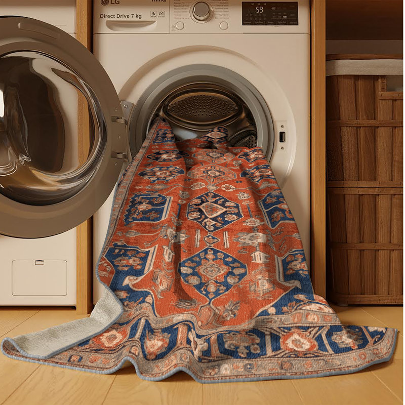 Tapis brun lavable à la machine, Rond 4 pi