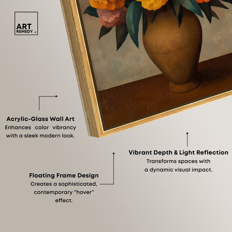 «Yellow Marigolds II», art floral encadré par Art Remedy, cadre doré, 10 x 15, 16"H x 11"W, Gold Frame