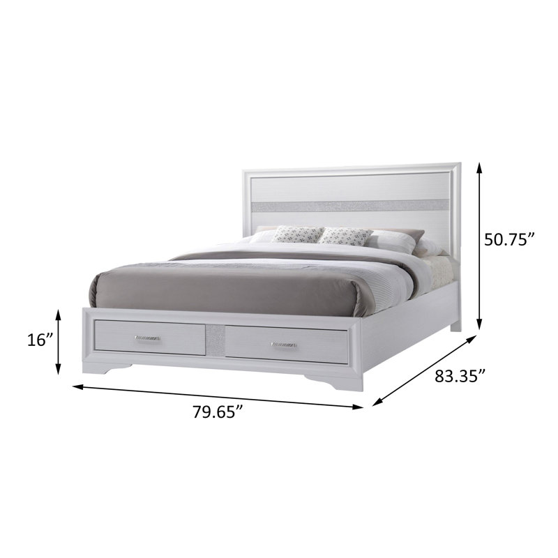 Elessa 4 Piece Bedroom Set, White, King