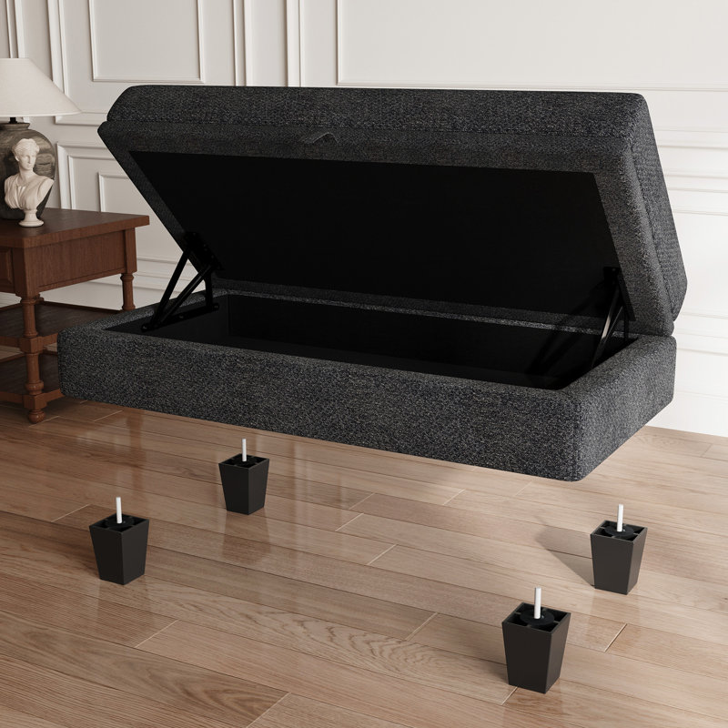 Bujesily Chenille 45.9'' Large Storage Ottoman Seat Module, Dark Grey