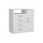 Commode 4 tiroirs, 1 tablette ouverte, plateau supérieur, armoire à une porte, blanc-1045482569